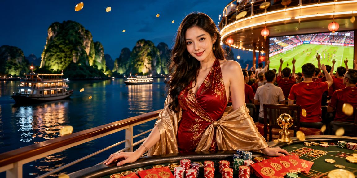 Người mẫu Việt Nam tại Vịnh Hạ Long nhận phong bì đỏ và kích hoạt voucher bonus trên điện thoại