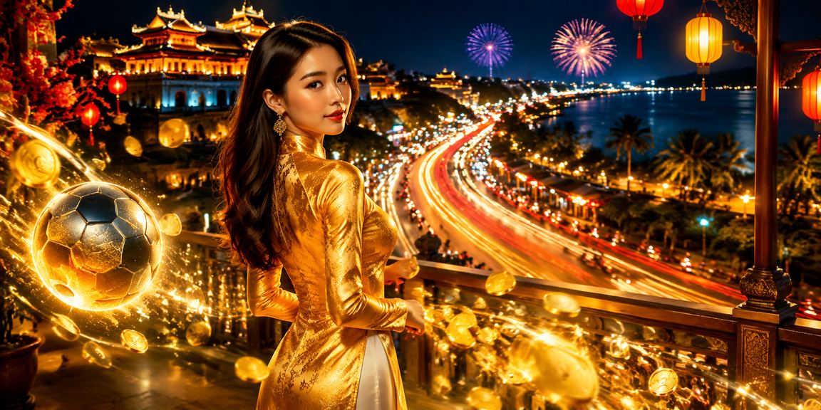 Phụ nữ mặc áo dài Huế theo dõi cá cược thể thao và giải thưởng trực tuyến